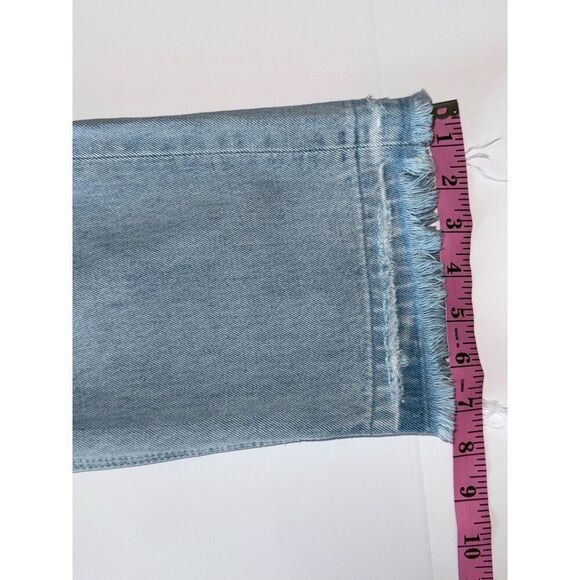 Vervet High Rise Cross Over Two Toned Jeans Rigid Denim Fray Hem Crop Flare 28 - Picture 12 of 16